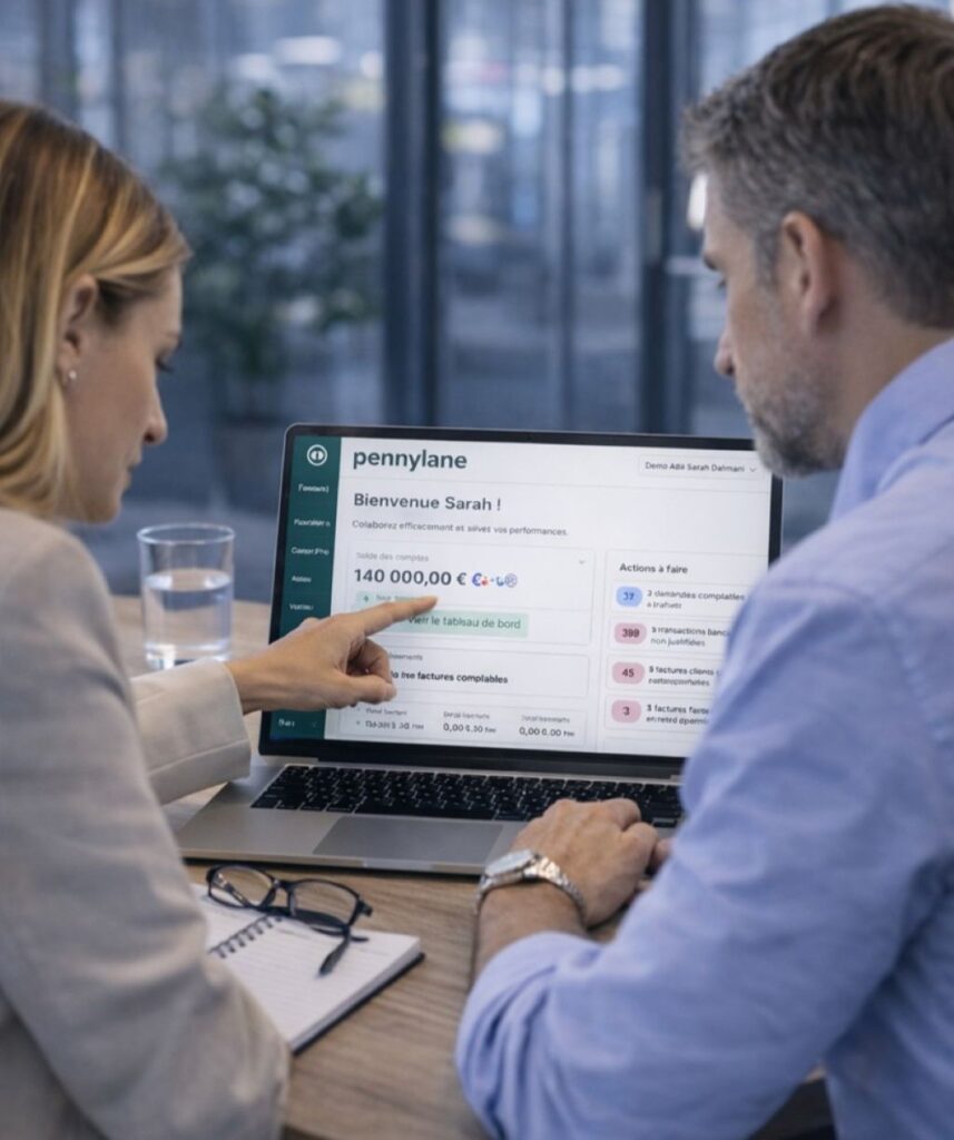 Consultation de la solution Pennylane pour le suivi des factures et la gestion comptable en entreprise.