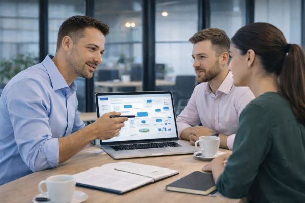 Présentation d’une solution de gestion d’entreprise Sage 100 par un intégrateur logiciel.